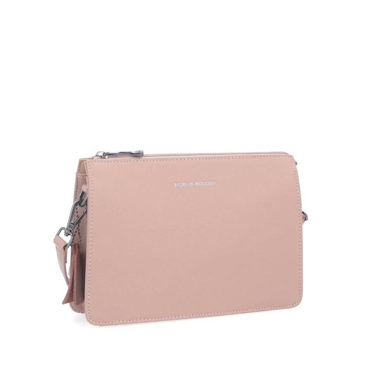 Malá dámská kožená crossbody kabelka Noelia Bolger materiál kůže zapínání na zip barva nude velikost malá NB 0042 N