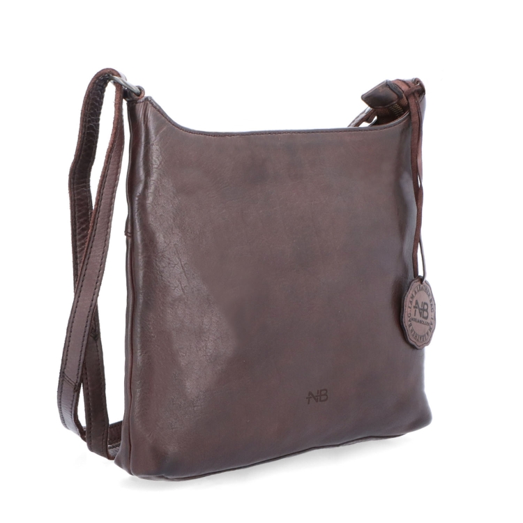 Kožená crossbody kabelka pro každý den Noelia Bolger materiál kůže zapínání na zip barva hnědá velikost malá NB 2404 H