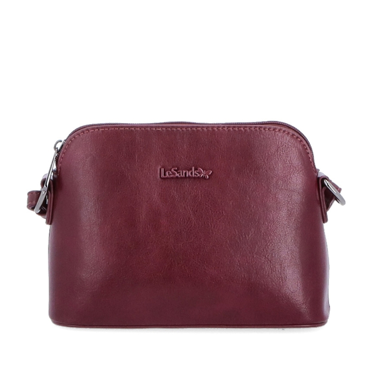 Minimalistická crossbody kabelka Le Sands materiál syntetická kůže zapínání na zip barva vínová velikost malá 7710 BO Zepředu