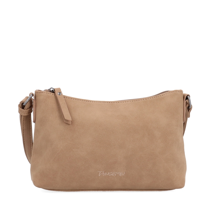 Malá elegantní crossbody kabelka Tangerin materiál syntetická kůže zapínání na zip barva béžová velikost malá 1109 MO Zepředu