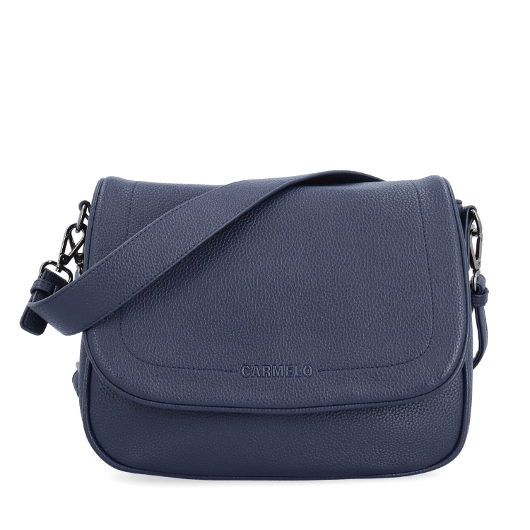 Dámská crossbody kabelka s jemnou strukturou Carmelo materiál syntetická kůže zapínání s klopou barva modrá velikost střední 4361 TM Zepředu