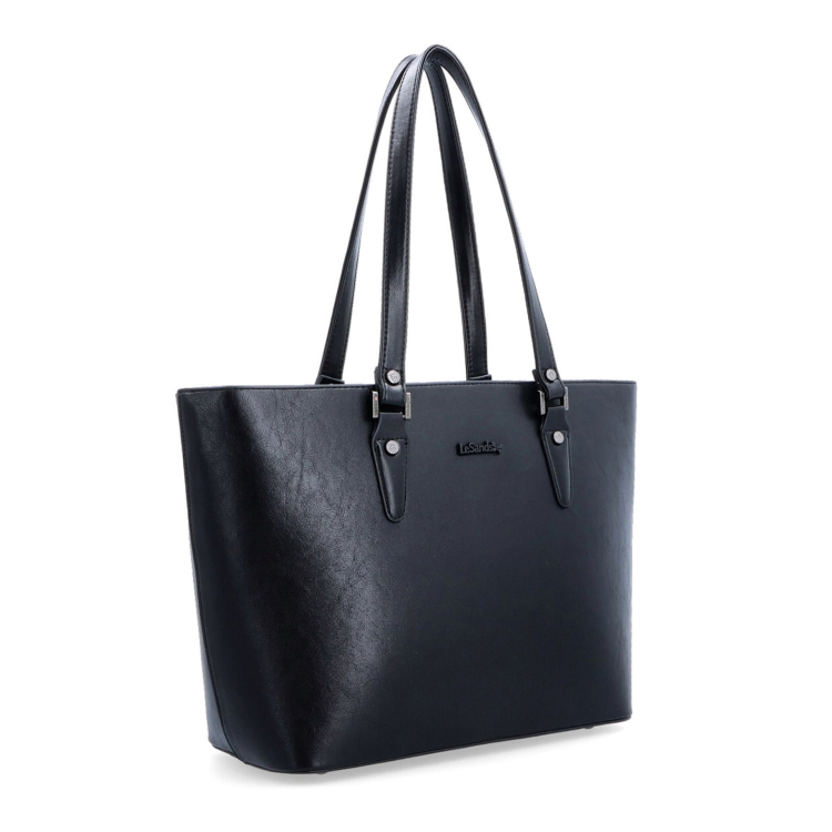 Prostorná shopper kabelka s čistým designem LeSands materiál syntetická kůže zapínání na zip barva černá velikost velká 7719 C