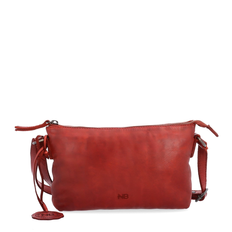 Kožená crossbody s čistými liniemi Noelia Bolger materiál kůže zapínání na zip barva červená velikost malá NB 2414 CV Zepředu