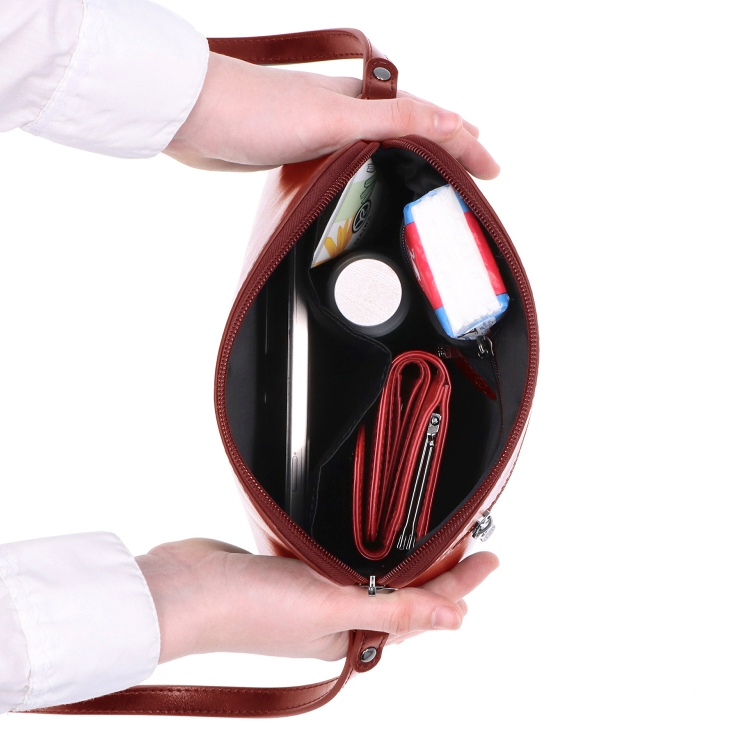 Minimalistická kožená crossbody kabelka na každý den Noelia Bolger materiál kůže zapínání na zip barva červená velikost malá NB 0116 TCV Vnitřek