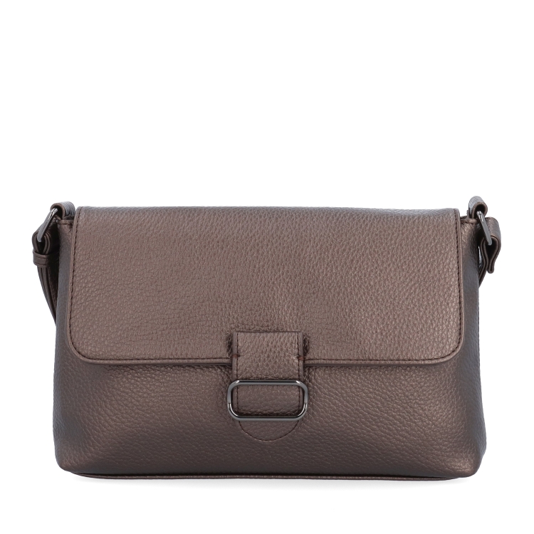Elegantní crossbody kabelka s klopou Le Sands materiál syntetická kůže zapínání s klopou barva metalická velikost malá 4652 BR Zepředu