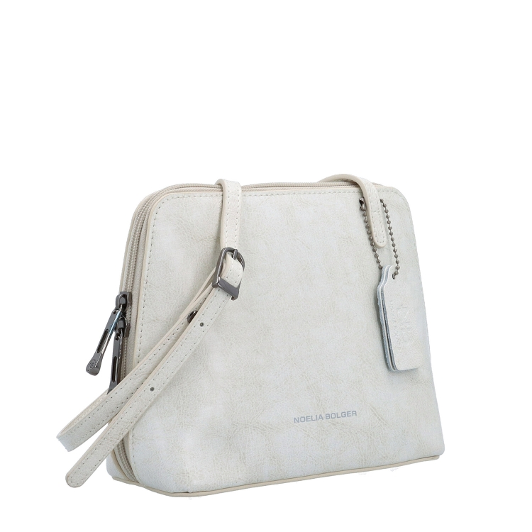 Kožená crossbody kabelka s promyšleným členěním Noelia Bolger materiál kůže zapínání na zip barva bílá velikost malá NB 0115 OW
