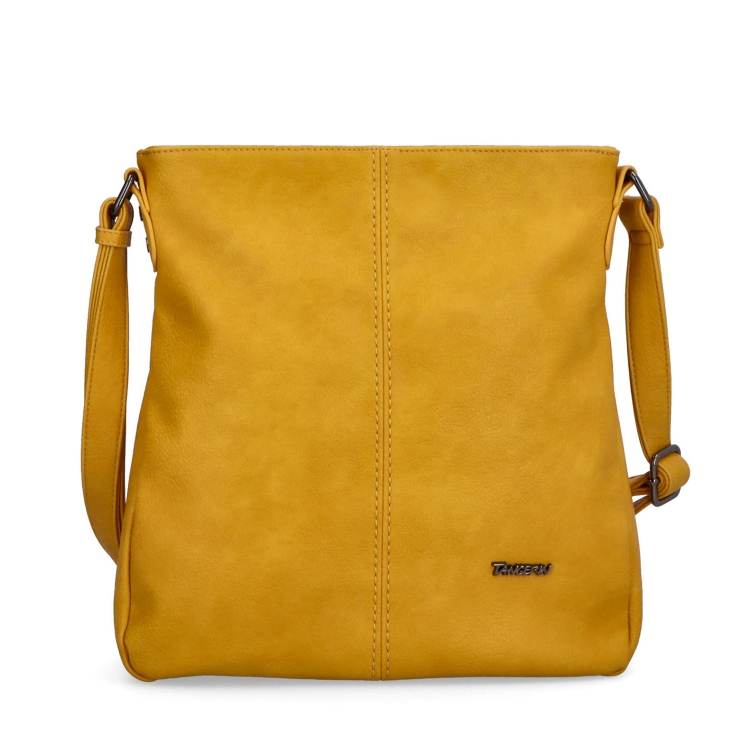 Crossbody kabelka s jednoduchým prošíváním Tangerin materiál syntetická kůže zapínání na zip barva žlutá velikost střední 8003 ZLU Zepředu