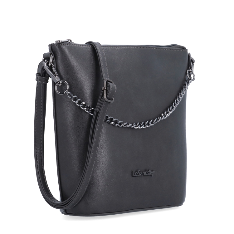 Elegantní crossbody kabelka s řetízkem Le Sands materiál syntetická kůže zapínání na zip barva šedá velikost malá 7722 TS
