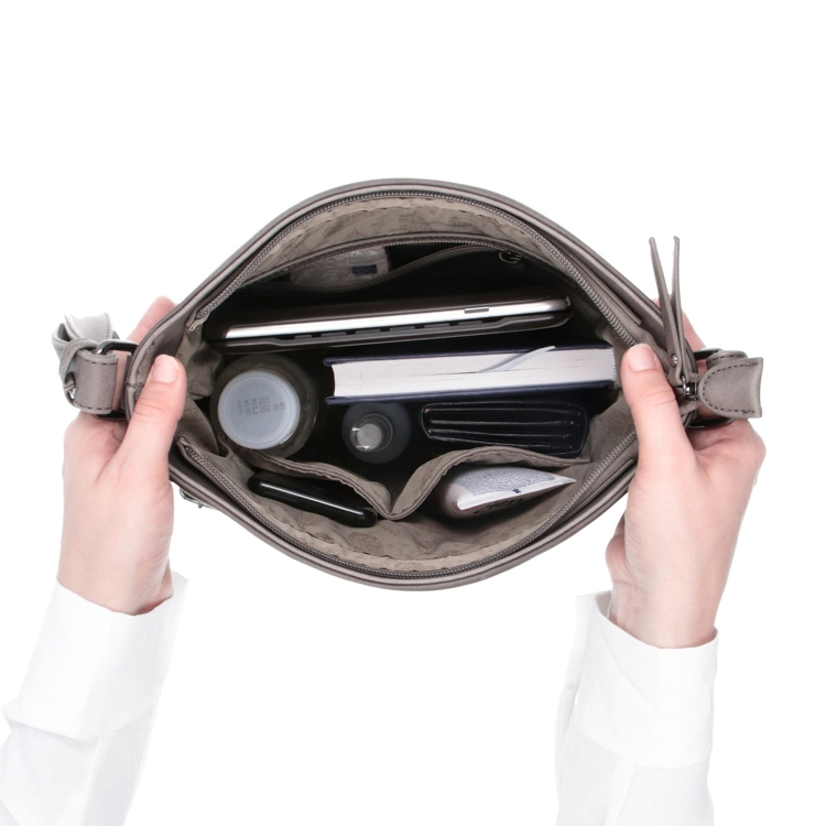 Střední jednoduchá crossbody kabelka Indee materiál syntetická kůže zapínání na zip barva modrá velikost střední 6317 M Vnitřek