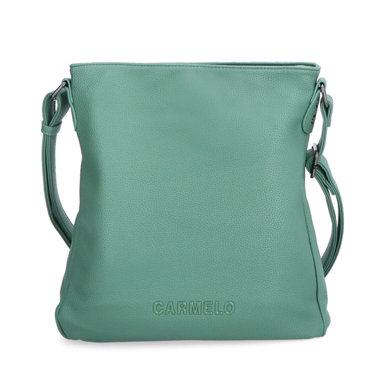 Designová crossbody kabelka Carmelo materiál syntetická kůže zapínání na zip barva zelená velikost střední 4271 ZE Zepředu