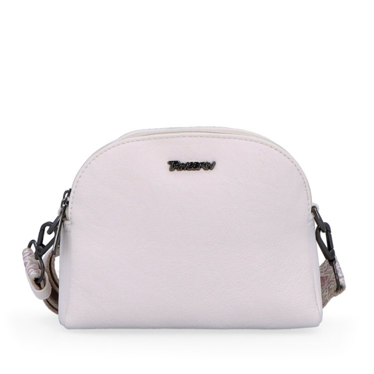 Malá crossbody kabelka svýrazným popruhem Tangerin materiál syntetická kůže zapínání na zip barva béžová velikost malá 8044 K Zepředu