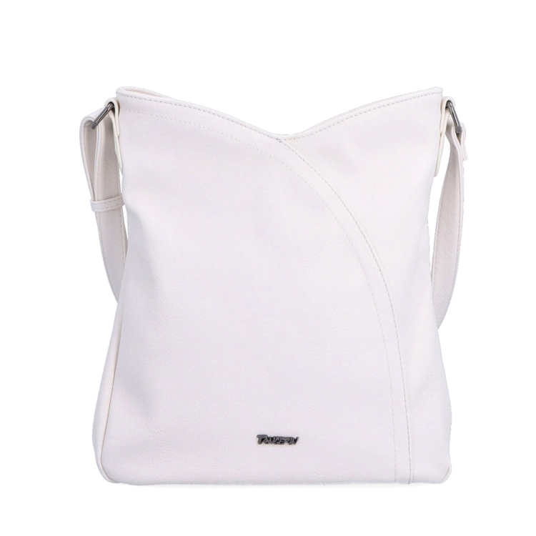 Asymetrická crossbody kabelka s prošíváním Tangerin materiál syntetická kůže zapínání na zip barva béžová velikost střední 8023 K Zepředu