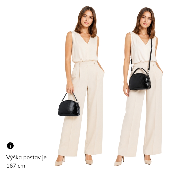 Designová kabelka do ruky i přes rameno LeSands materiál syntetická kůže zapínání na zip barva černá velikost malá 4644 C Na postavě