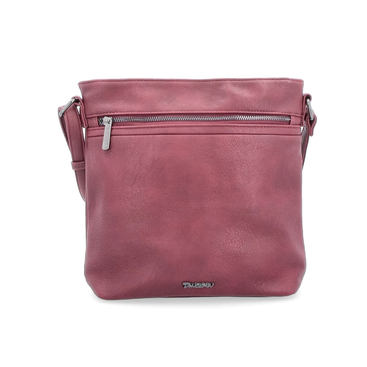 Menší crossbody kabelka Tangerin materiál syntetická kůže zapínání na zip barva vínová velikost střední 8022 BO Zepředu