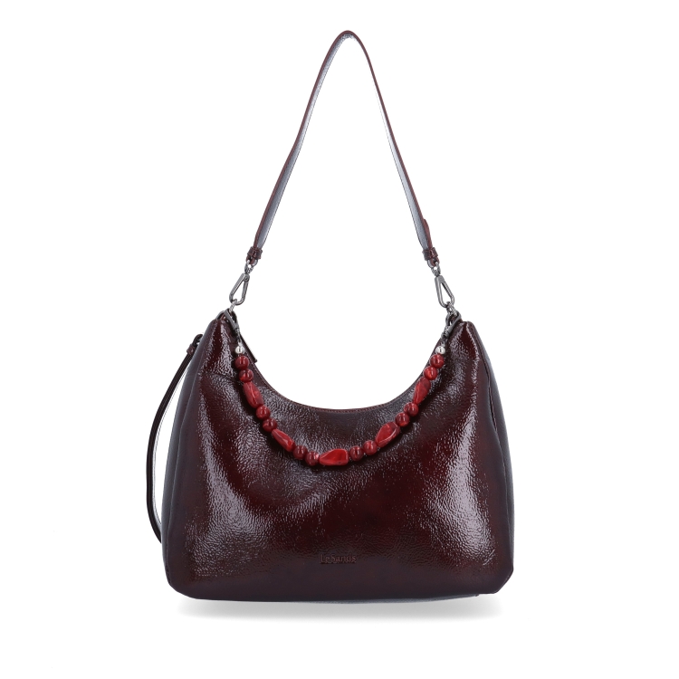 Kabelka přes rameno i crossbody s odepínacími popruhy Le Sands materiál syntetická kůže zapínání na zip barva vínová velikost střední 4637 BO Zepředu