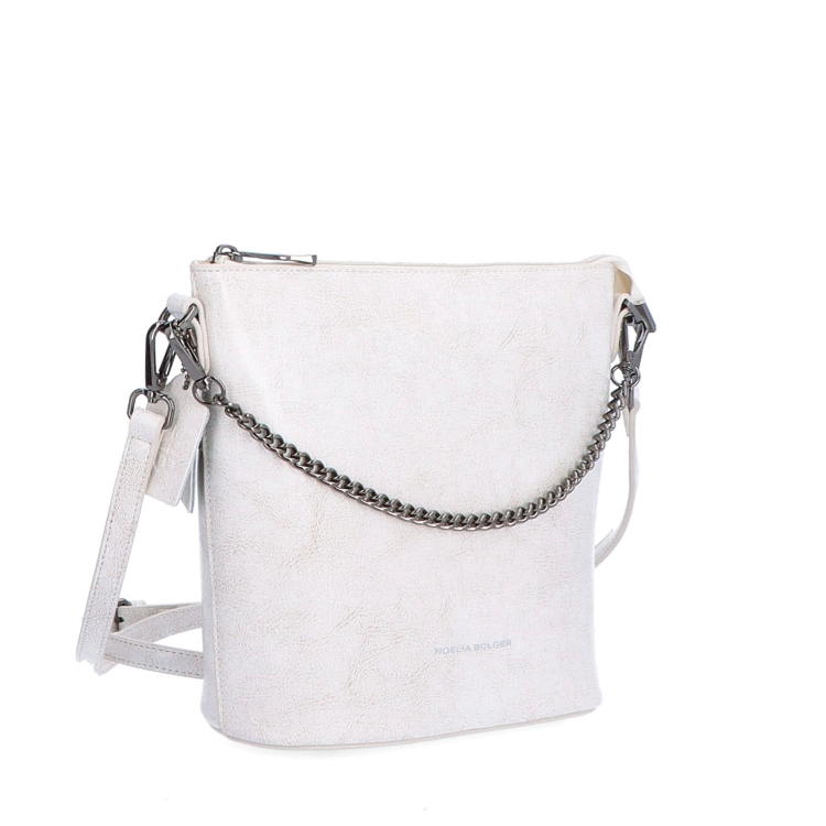 Elegantní kožená crossbody s řetízkem Noelia Bolger materiál kůže zapínání na zip barva bílá velikost malá NB 0048 OW