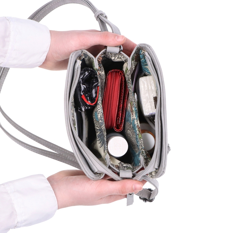Praktická crossbody kabelka s členěným vnitřkem Tangerin materiál syntetická kůže zapínání na zip barva béžová velikost malá 1117 BE Vnitřek