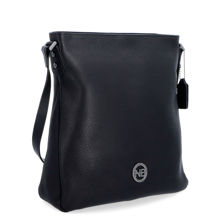 Minimalistická kožená crossbody kabelka pro každý den Noelia Bolger materiál kůže zapínání na zip barva černá velikost střední NB 3005 C