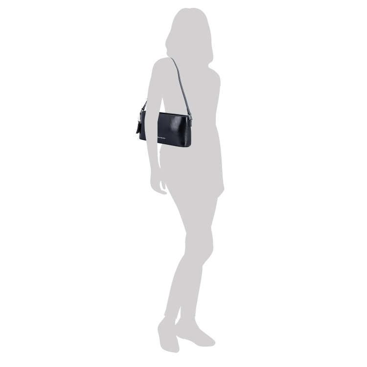Kožená kabelka do společnosti Noelia Bolger materiál kůže zapínání na zip barva černá velikost malá NB 0107 C Na postavě