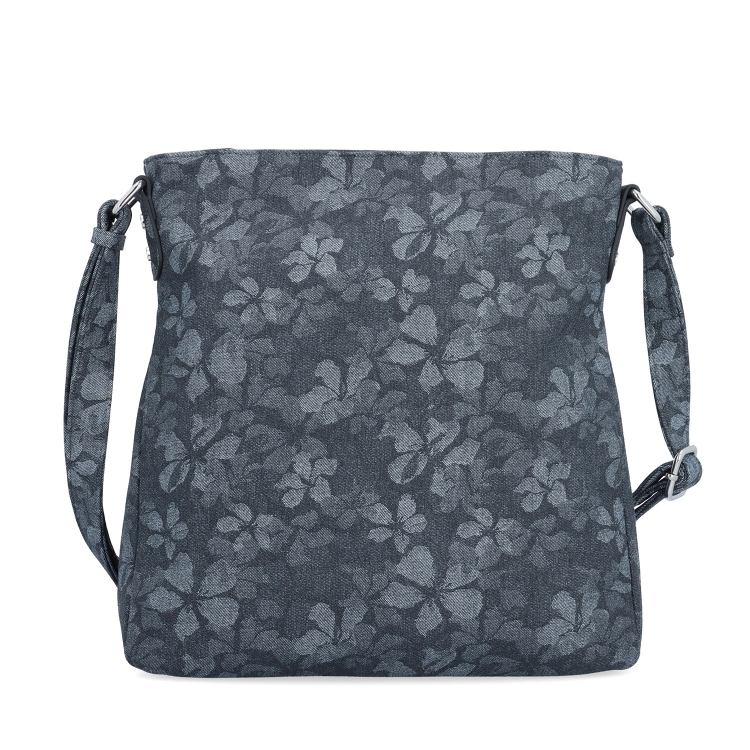 Crossbody kabelka s jemným květinovým vzorem Carmelo materiál syntetická kůže zapínání na zip barva černá velikost střední 4601 C Zepředu