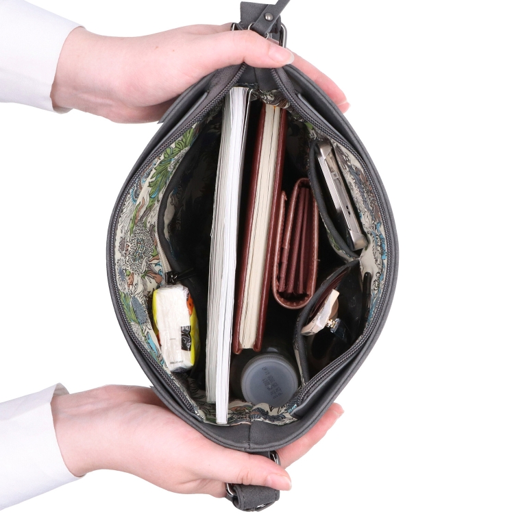 Stylová crossbody kabelka s čistým designem Tangerin materiál syntetická kůže zapínání na zip barva modrá velikost střední 1101 TM Vnitřek