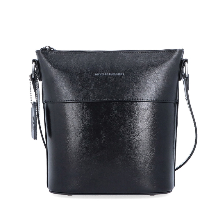 Luxusní kožená crossbody kabelka Noelia Bolger materiál kůže zapínání na zip barva černá velikost malá NB 0077 C Zepředu