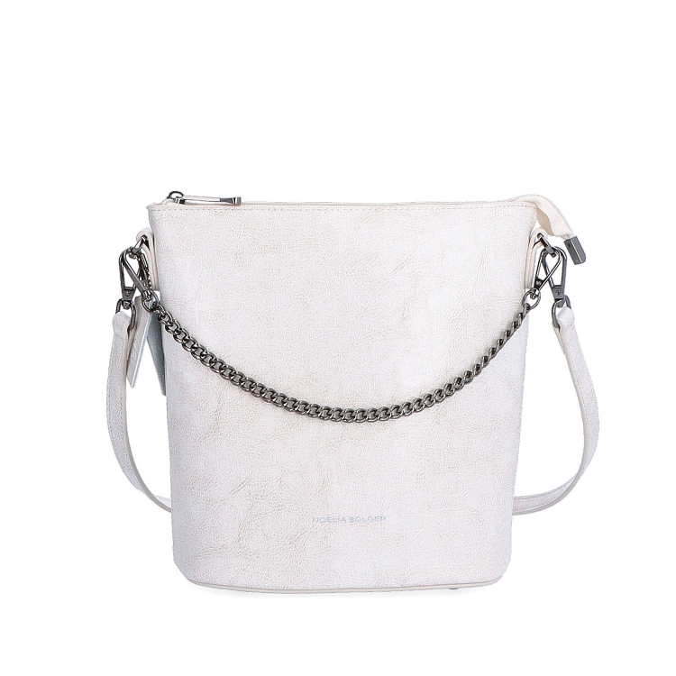 Elegantní kožená crossbody s řetízkem Noelia Bolger materiál kůže zapínání na zip barva bílá velikost malá NB 0048 OW Zepředu