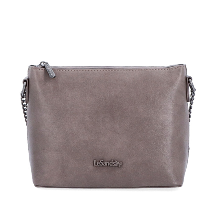 Společenská crossbody kabelka s řetízkem Le Sands materiál syntetická kůže zapínání na zip barva taupe velikost malá 7708 T Zepředu