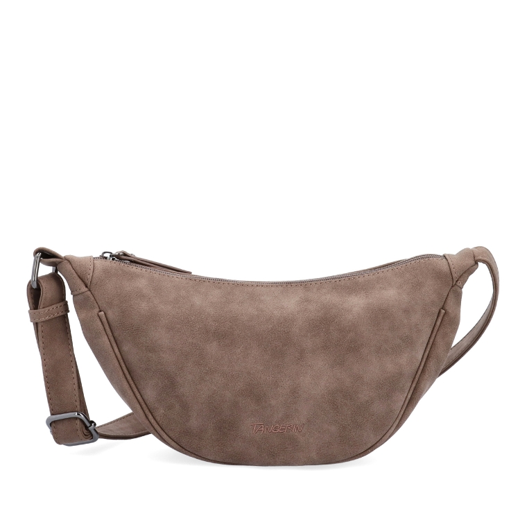 Stylový dámský moonbag ze syntetického materiálu Tangerin materiál syntetická kůže zapínání na zip barva hnědá velikost malá 1112 H Zepředu
