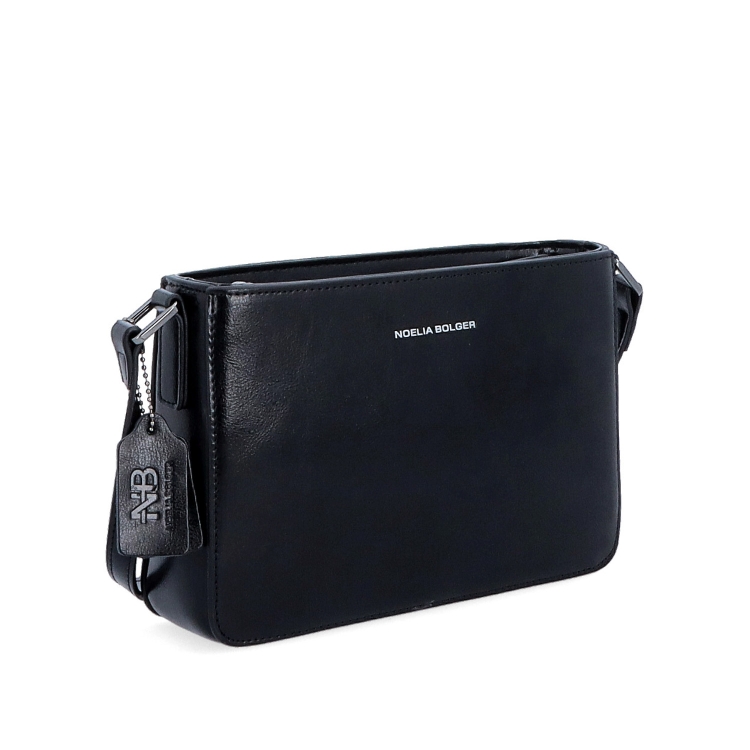 Elegantní, pevnější kožená crossbody kabelka Noelia Bolger materiál kůže zapínání na zip barva černá velikost malá NB 0103 C