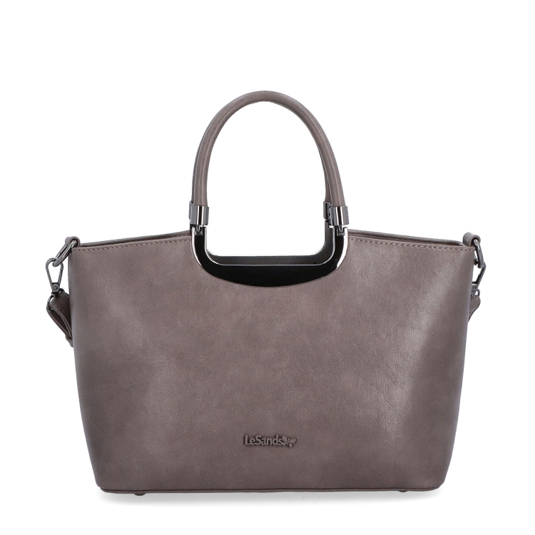 Elegantní kabelka do ruky s popruhem Le Sands materiál syntetická kůže zapínání na zip barva taupe velikost střední 7713 T Zepředu