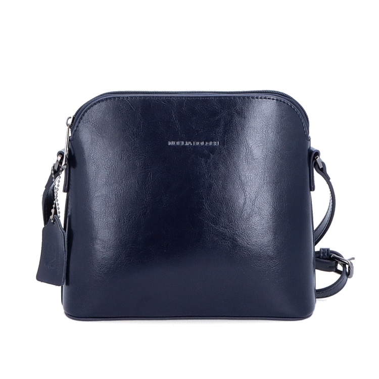 Elegantní kožená crossbody k šatům i saku Noelia Bolger materiál kůže zapínání na zip barva modrá velikost malá NB 0078 TM Zepředu