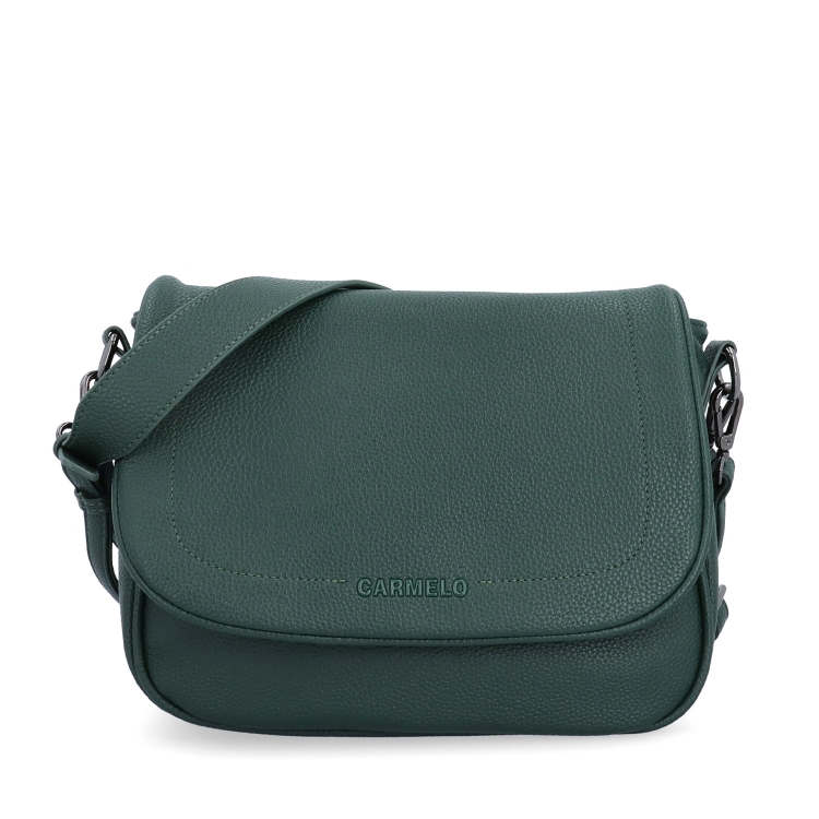 Dámská crossbody kabelka s jemnou strukturou Carmelo materiál syntetická kůže zapínání s klopou barva zelená velikost střední 4361 TZE Zepředu