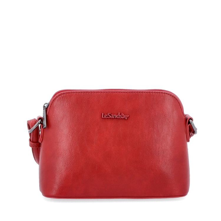 Minimalistická crossbody kabelka Le Sands materiál syntetická kůže zapínání na zip barva červená velikost malá 7710 CV Zepředu