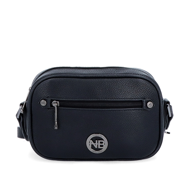 Malá kožená crossbody kabelka se zipy Noelia Bolger materiál kůže zapínání na zip barva černá velikost malá NB 3014 C Zepředu