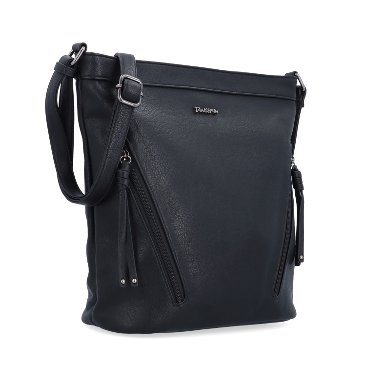 Crossbody kabelka s ozdobnými zipy Tangerin materiál syntetická kůže zapínání na zip barva černá velikost střední 8050 C