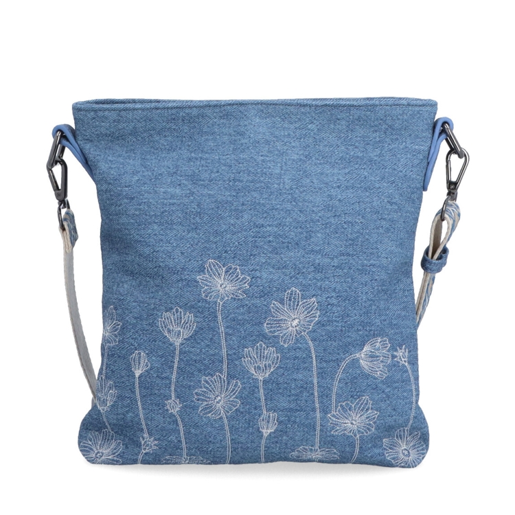crossbody kabelka s motivem a odepínacím popruhem Indee materiál syntetická kůže zapínání na zip barva modrá velikost malá 6335 M Zepředu