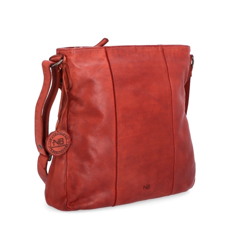 Kožená crossbody kabelka s prošíváním Noelia Bolger materiál kůže zapínání na zip barva červená velikost střední NB 2002 CV
