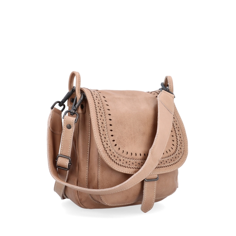Kožená crossbody kabelka se zdobenou klopou Noelia Bolger materiál kůže zapínání s klopou barva béžová velikost střední NB 2030 BE