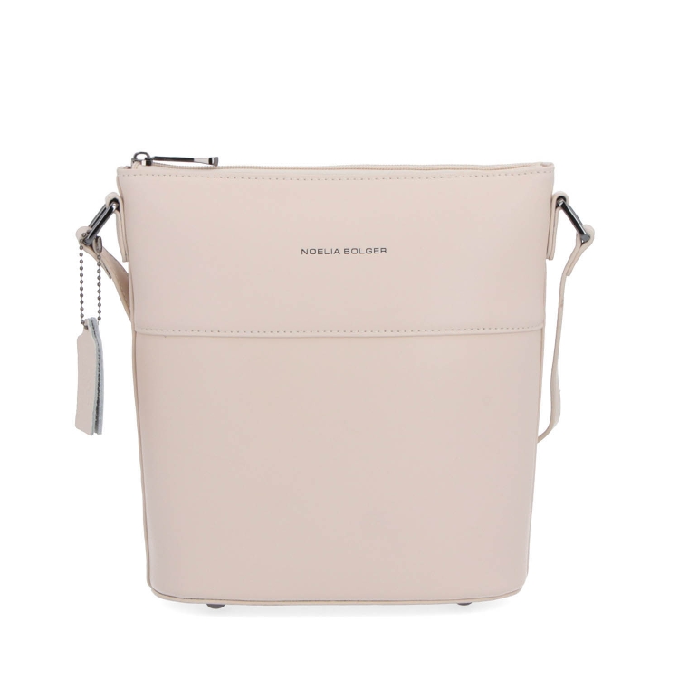 Crossbody z pravé kůže Noelia Bolger materiál kůže zapínání na zip barva béžová velikost malá NB 0052 BE Zepředu
