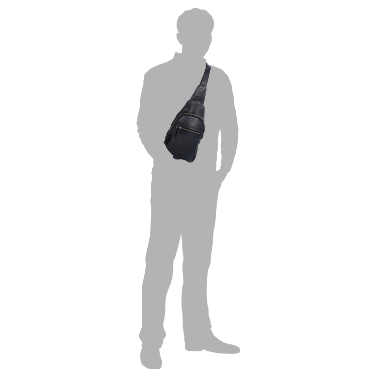 Kožený crossbody bodybag s variabilním nošením Noelia Bolger materiál kůže zapínání na zip barva černá velikost malá NB 2034 C Na postavě