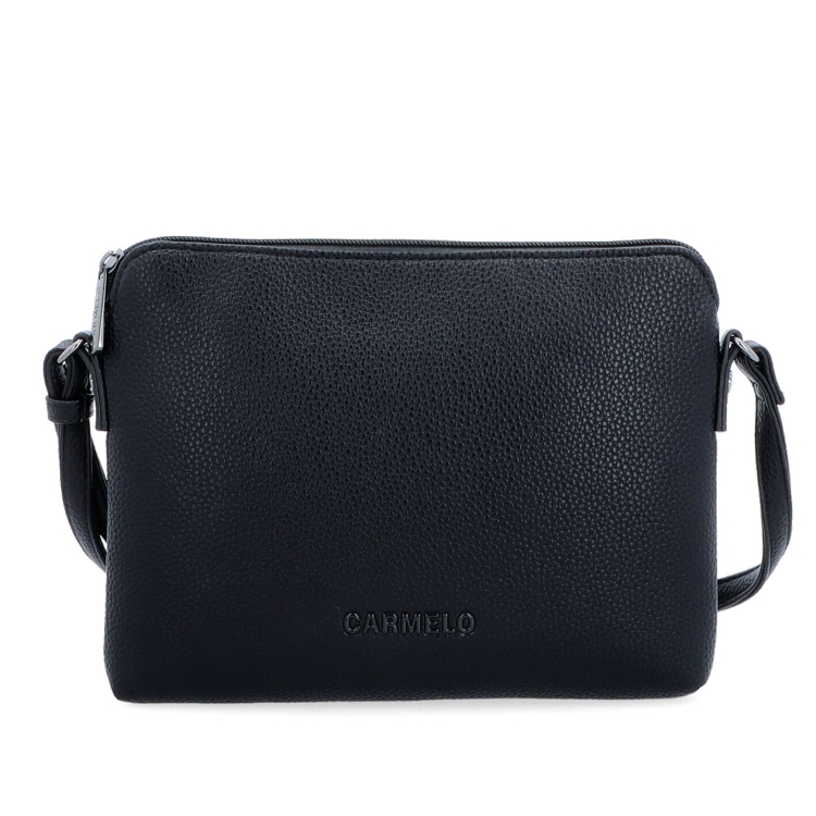 Minimalistická crossbody syntetická kabelka Carmelo materiál syntetická kůže zapínání na zip barva černá velikost malá 4333 C Zepředu