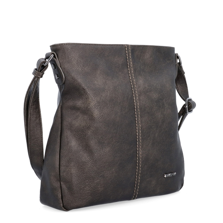 Crossbody kabelka s jednoduchým prošíváním Tangerin materiál syntetická kůže zapínání na zip barva šedá velikost střední 8003 ANT