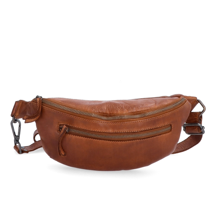 Moderní kožená crossbody ledvinka Noelia Bolger materiál kůže zapínání na zip barva koňaková velikost malá NB 2402 KO Zepředu