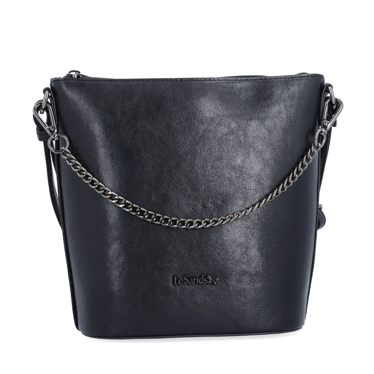Elegantní crossbody kabelka s řetízkem Le Sands materiál syntetická kůže zapínání na zip barva černá velikost malá 7722 C Zepředu