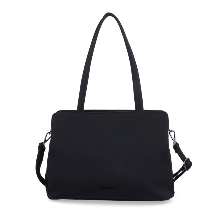 Elegantní kabelka s odnímatelným crossbody popruhem Le Sands materiál syntetická kůže zapínání na zip barva černá velikost střední 4649 C Zepředu