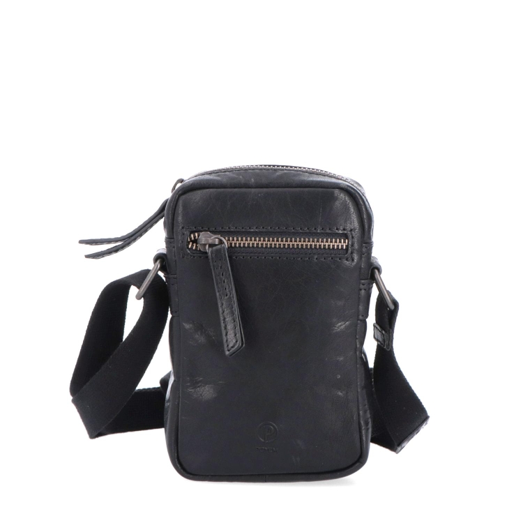 Malá kožená crossbody Poyem materiál kůže zapínání na zip barva černá velikost malá 2220 Poyem C Zepředu