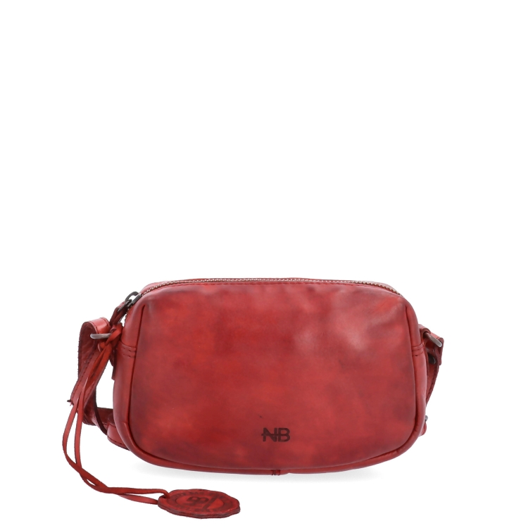Minimalistická kožená crossbody kabelka Noelia Bolger materiál kůže zapínání na zip barva červená velikost malá NB 2417 CV Zepředu
