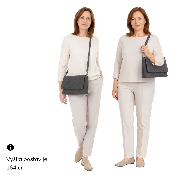Praktická kabelka s klopou a promyšleným uspořádáním Tangerin materiál syntetická kůže zapínání s klopou barva hnědá velikost střední 1122 H Na postavě