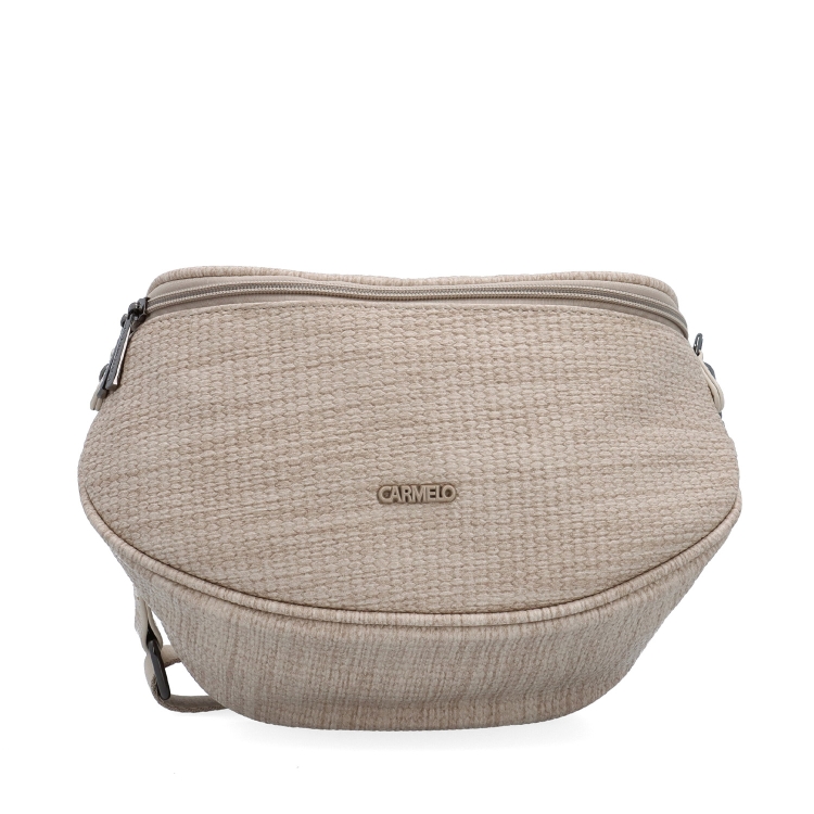 Městská ledvinka pro pohodlné nošení crossbody Carmelo materiál syntetická kůže zapínání na zip barva béžová velikost malá 4399 BE Zepředu